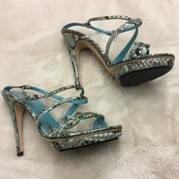 Dolce & Gabbana Blue Green Python Heels - Size 6 - Picture 2 of 7